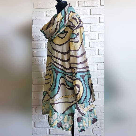 Gretchen Scott Funnel Tunic Top Cowl Neck Blue Bohemian Long Sleeves Size Large - Picture 5 of 12